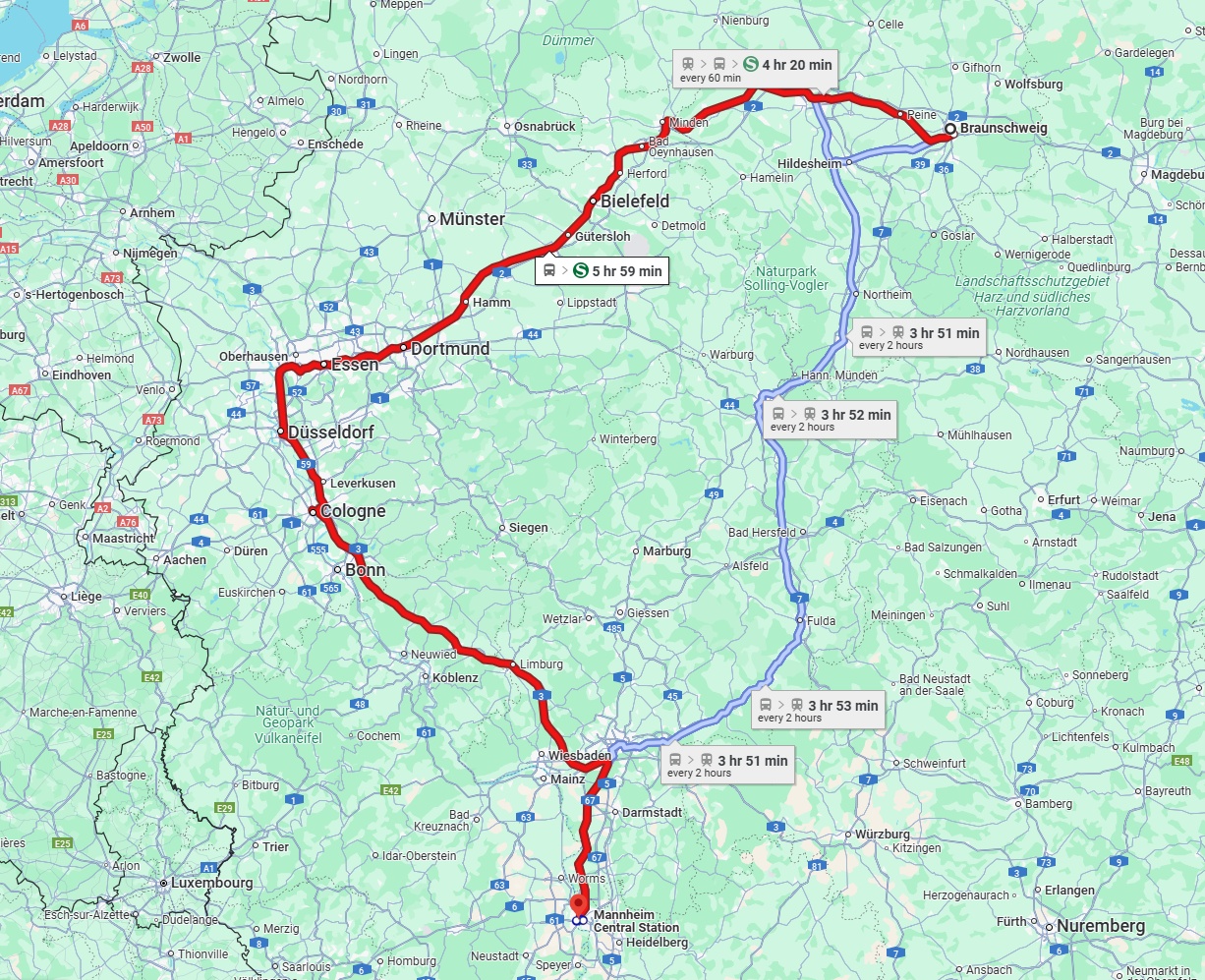 Anreise von Braunschweig Zu Ludwigshafen am Rhein Über 