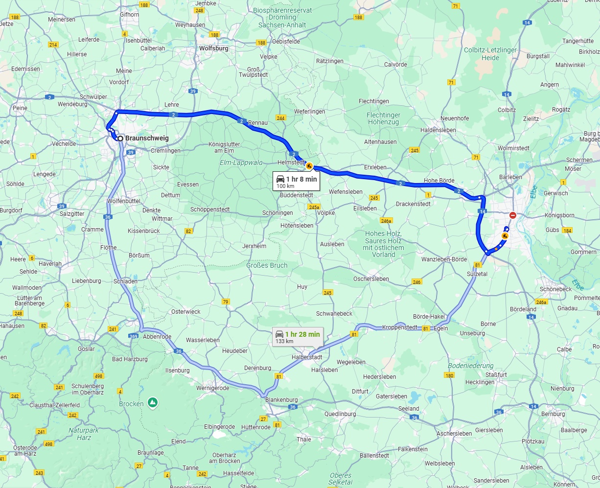 Anreise von Braunschweig Zu Magdeburg Über via A2