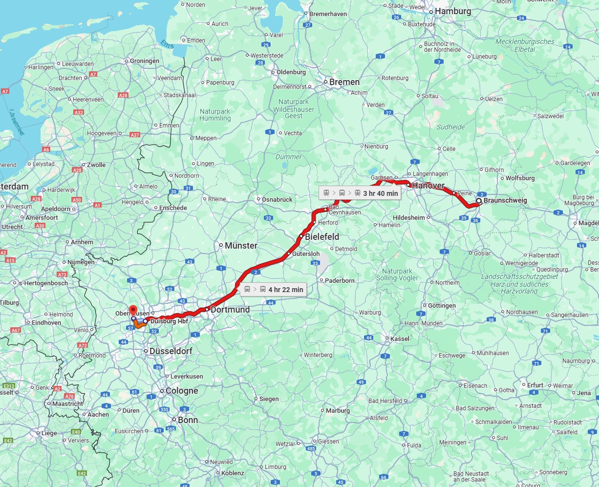 Anreise von Braunschweig Zu Moers Über 
