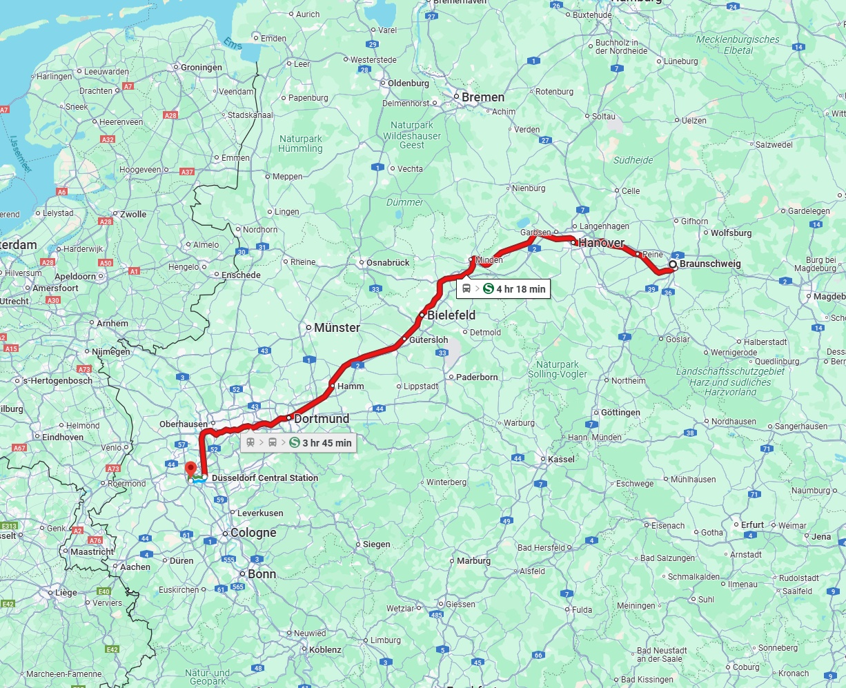 Anreise von Braunschweig Zu Neuss Über 