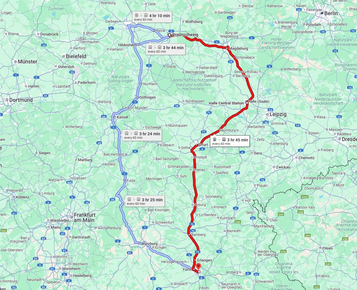 Anreise von Braunschweig Zu Nürnberg Über 
