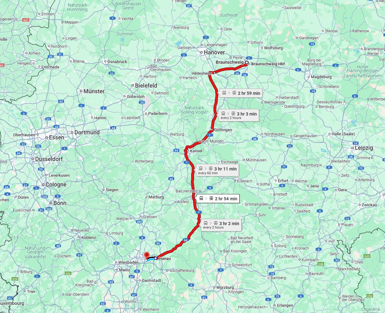 Anreise von Braunschweig Zu Offenbach am Main Über 