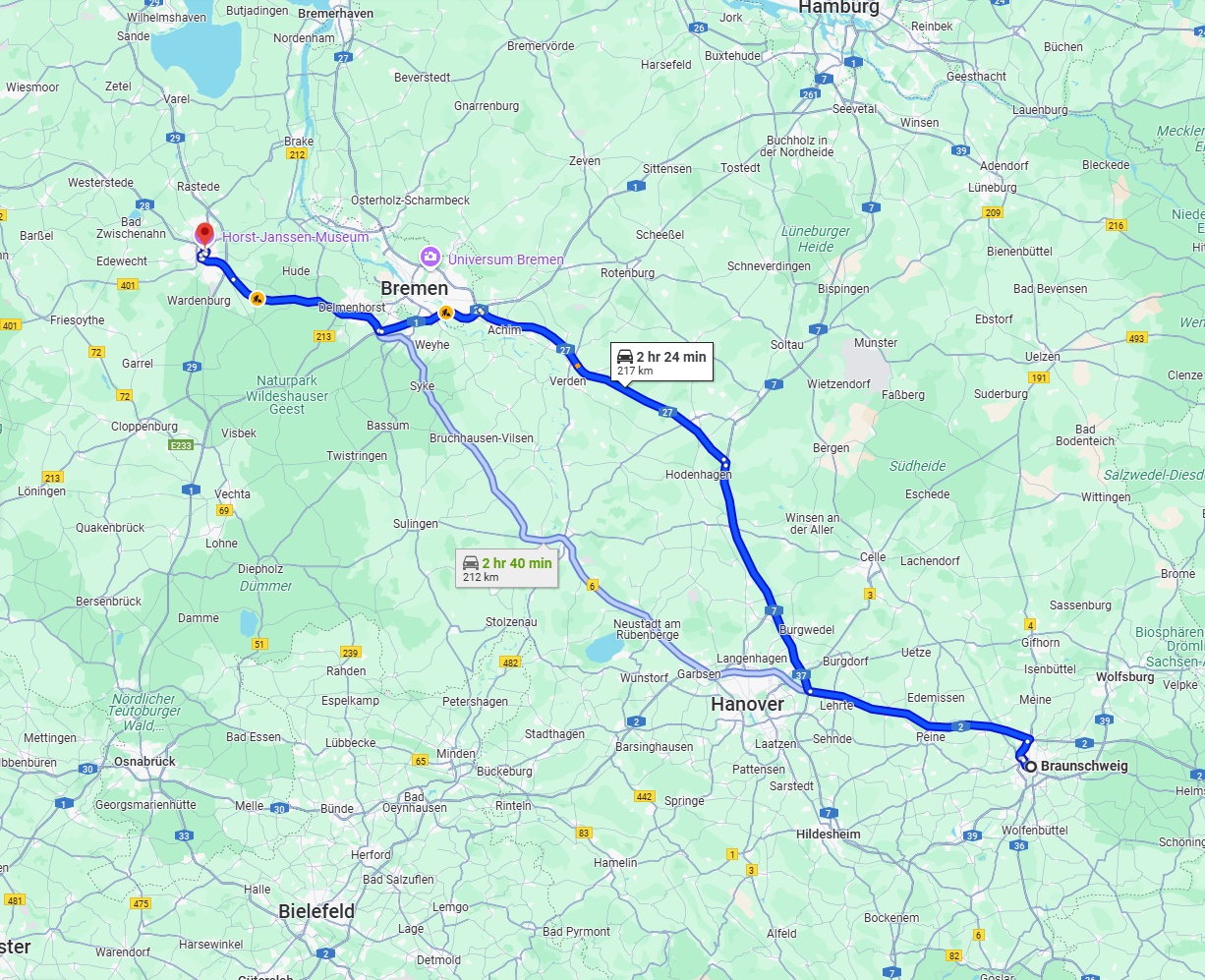 Anreise von Braunschweig Zu Oldenburg Über via A27
