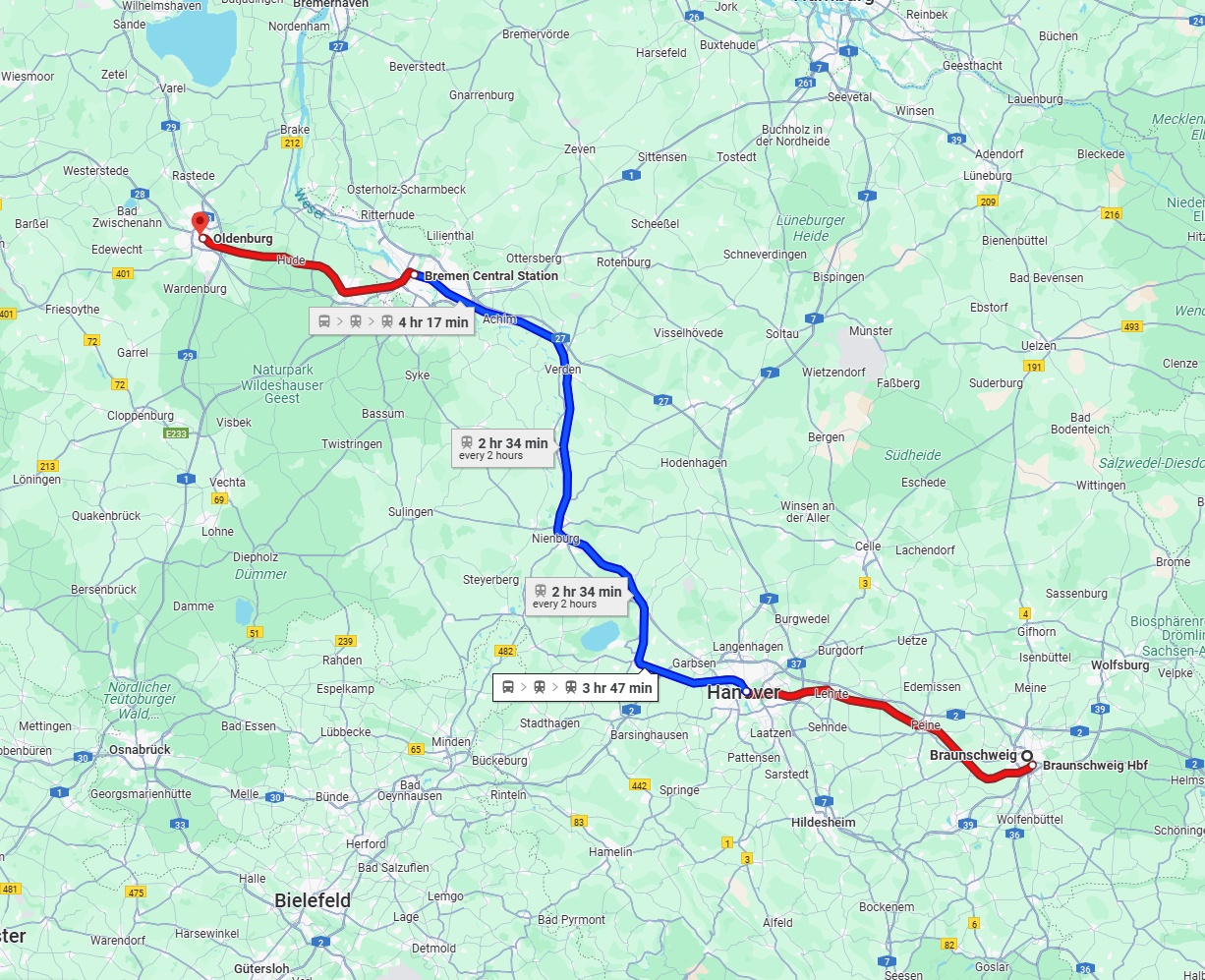 Anreise von Braunschweig Zu Oldenburg Über 