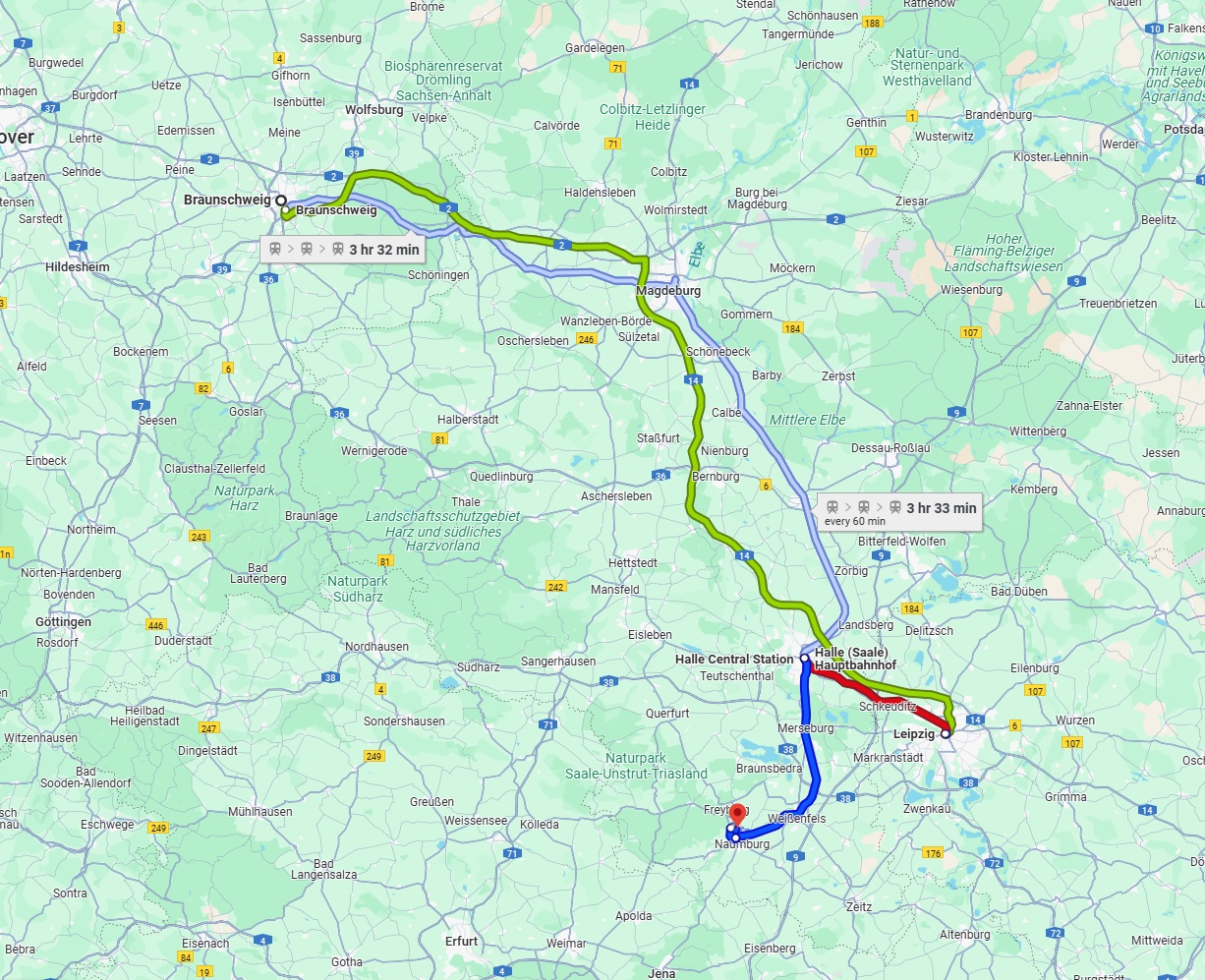 Anreise von Braunschweig Zu Saale Über 