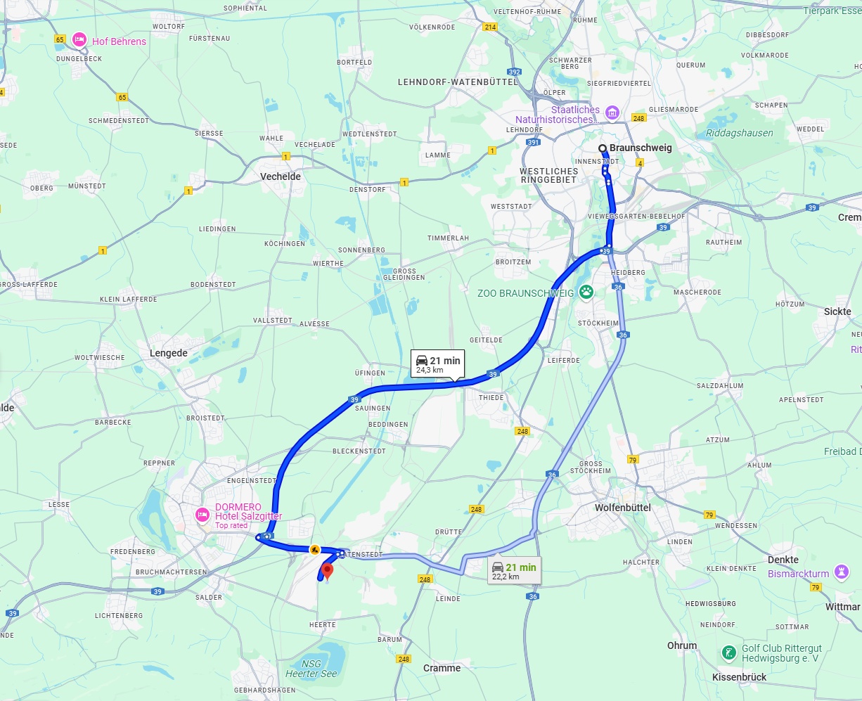 Anreise von Braunschweig Zu Salzgitter Über via A39