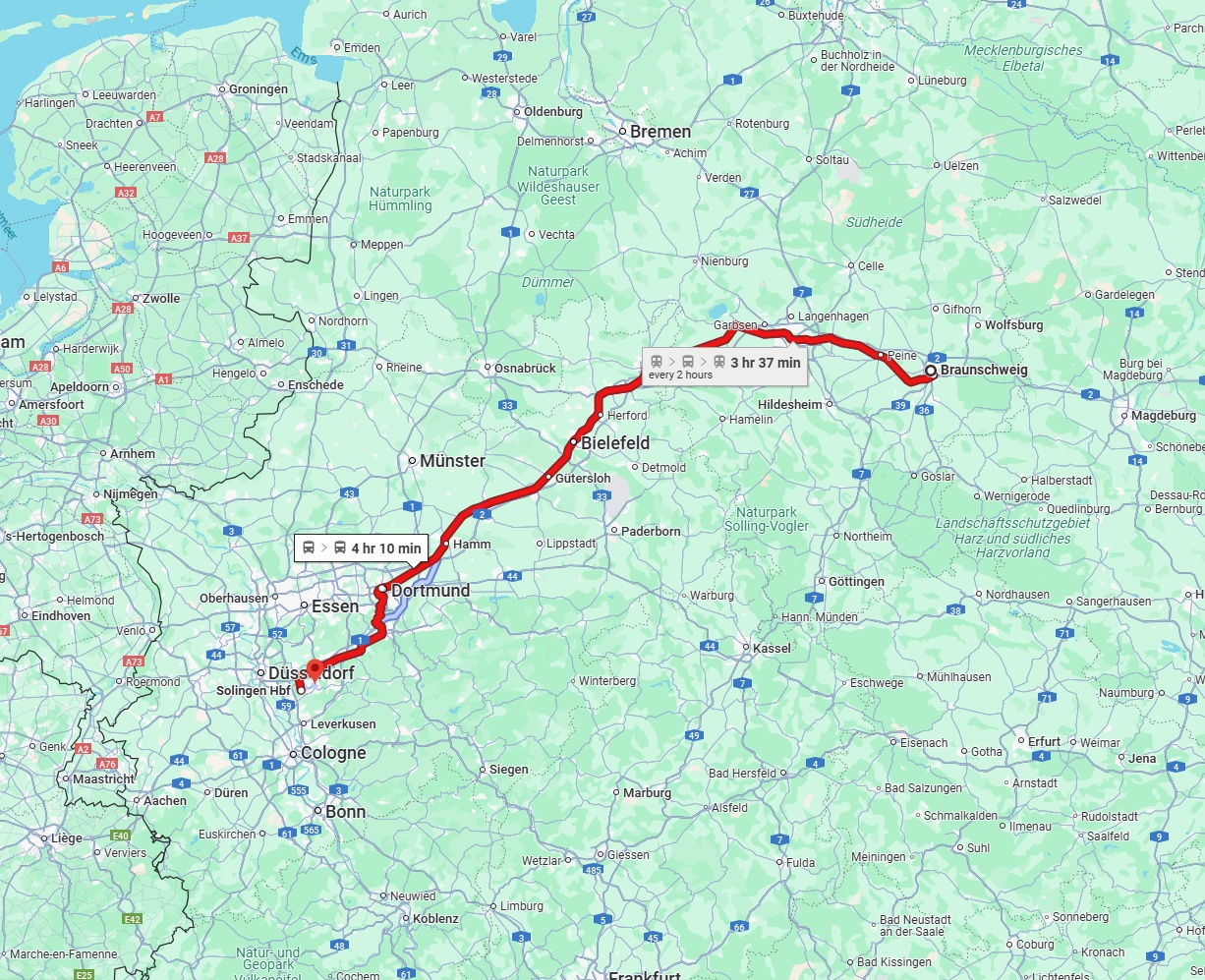 Anreise von Braunschweig Zu Solingen Über 