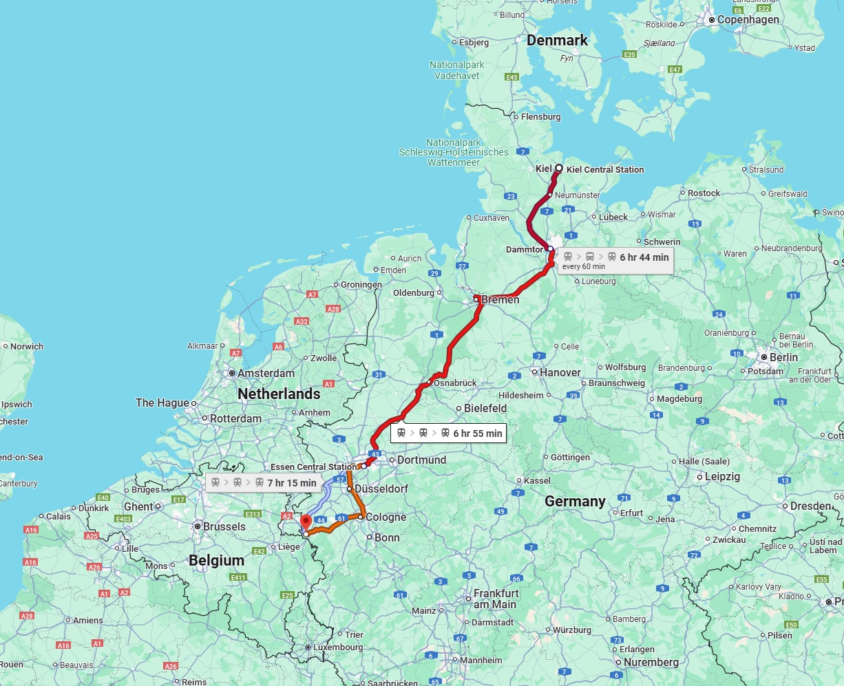 Anreise von Kiel Zu Aachen Über 