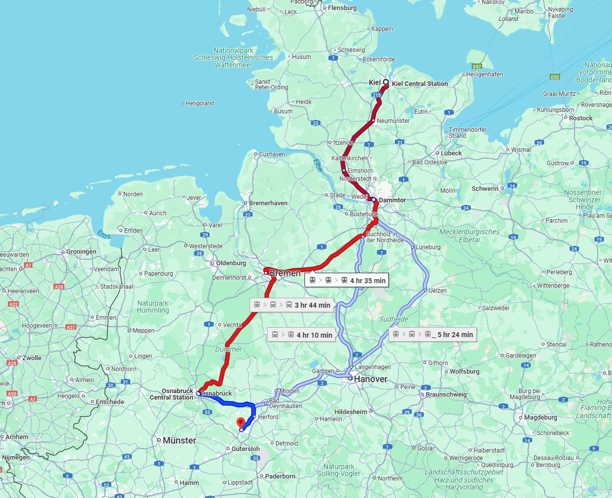 Anreise von Kiel Zu Bielefeld Über 