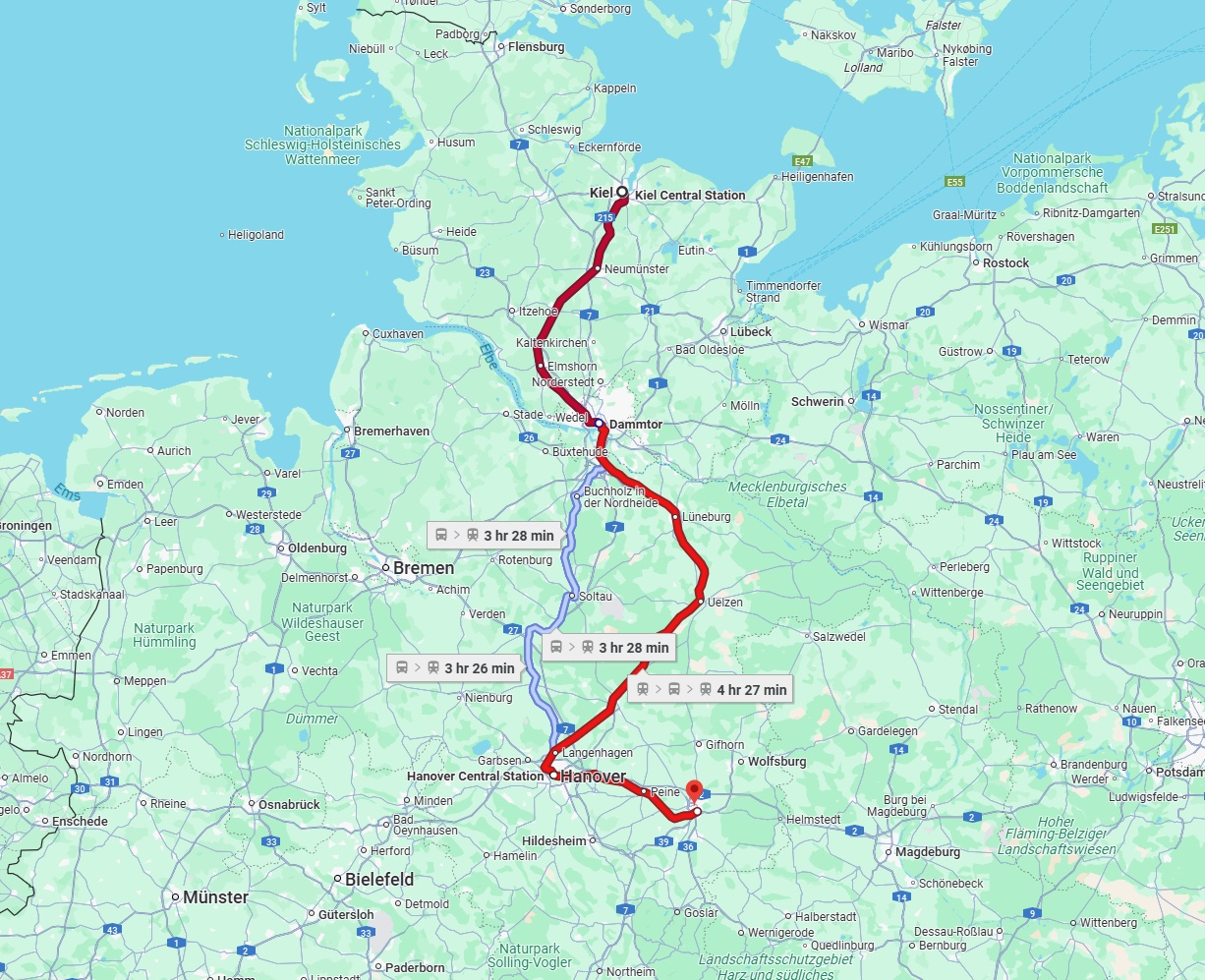 Anreise von Kiel Zu Braunschweig Über 