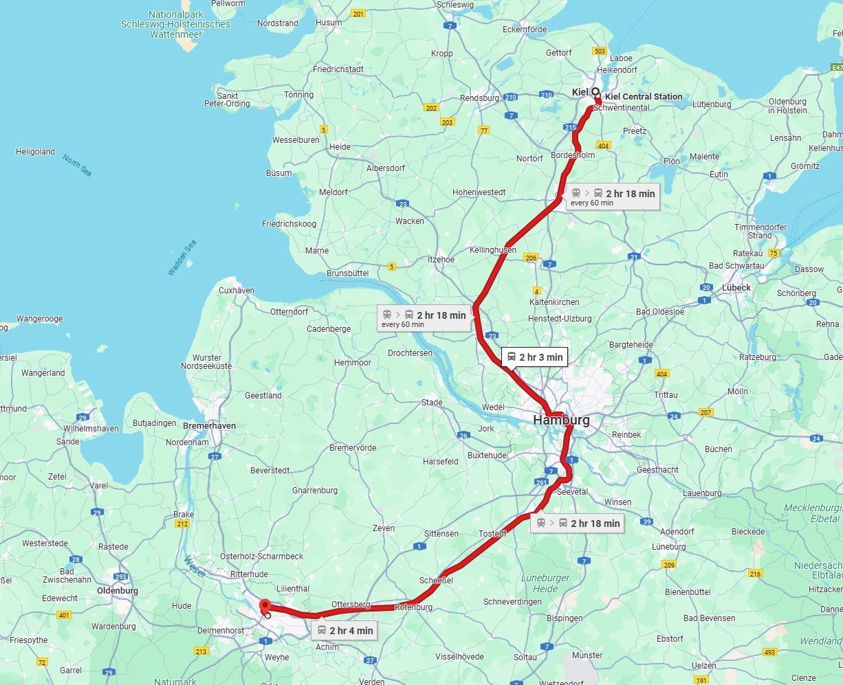 Anreise von Kiel Zu Bremen Über 