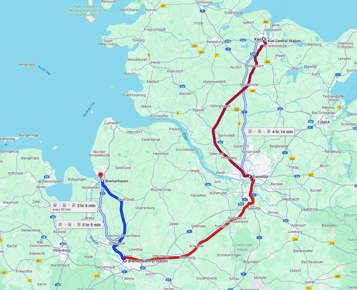 Anreise von Kiel Zu Bremerhaven Über 