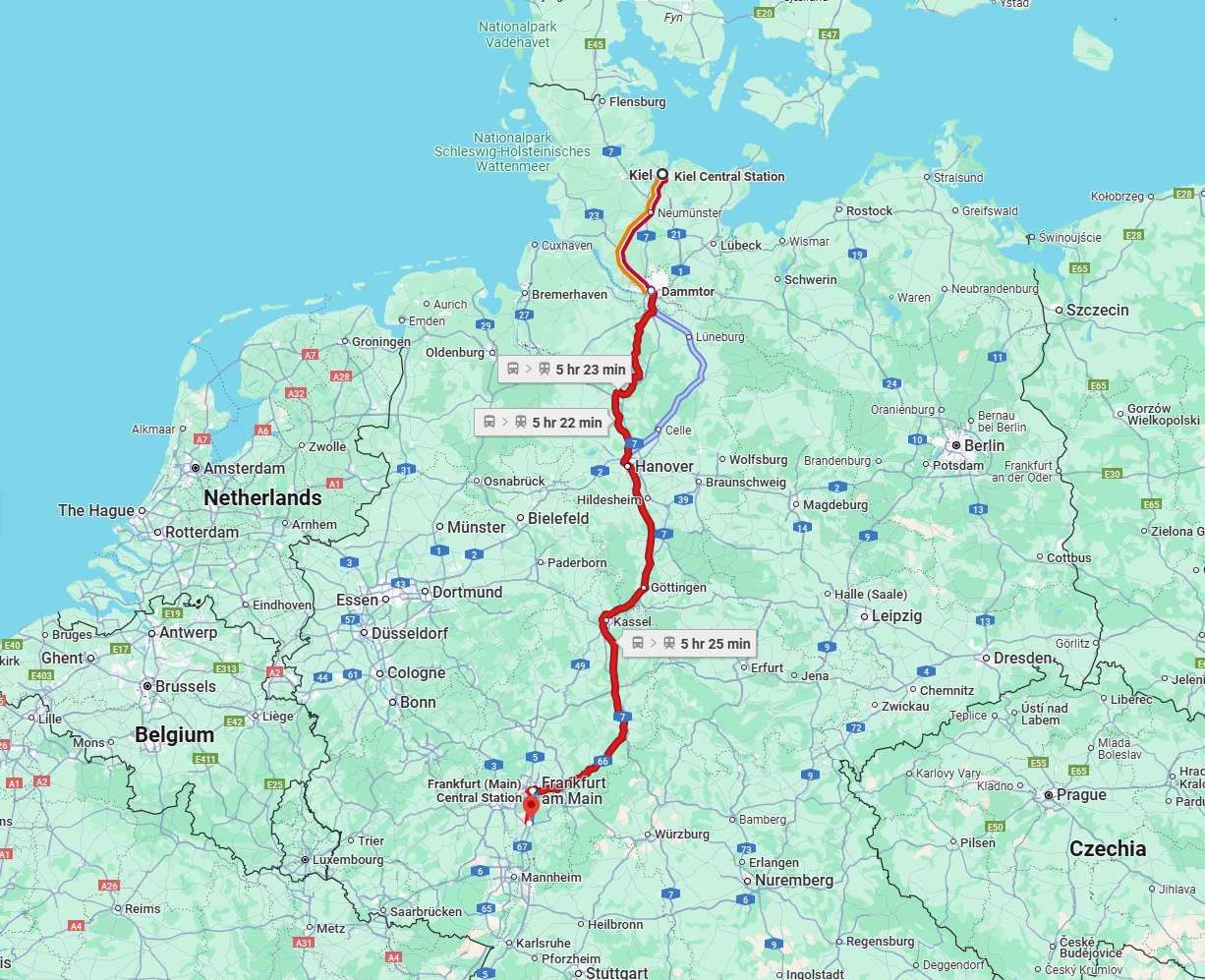 Anreise von Kiel Zu Darmstadt Über 