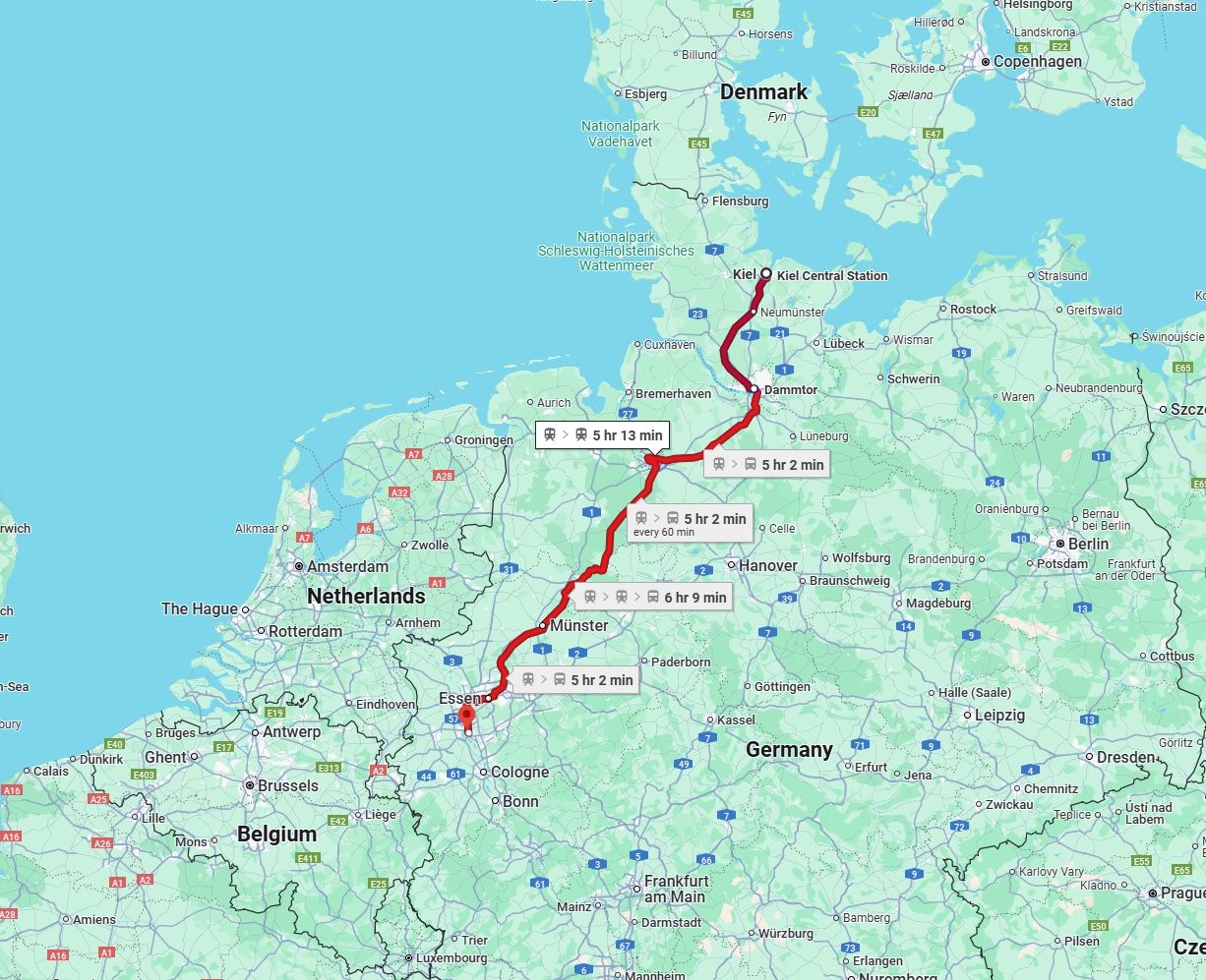 Anreise von Kiel Zu Düsseldorf Über 