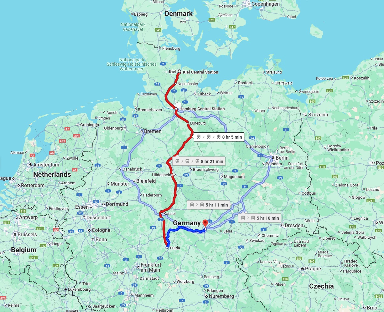 Anreise von Kiel Zu Erfurt Über 
