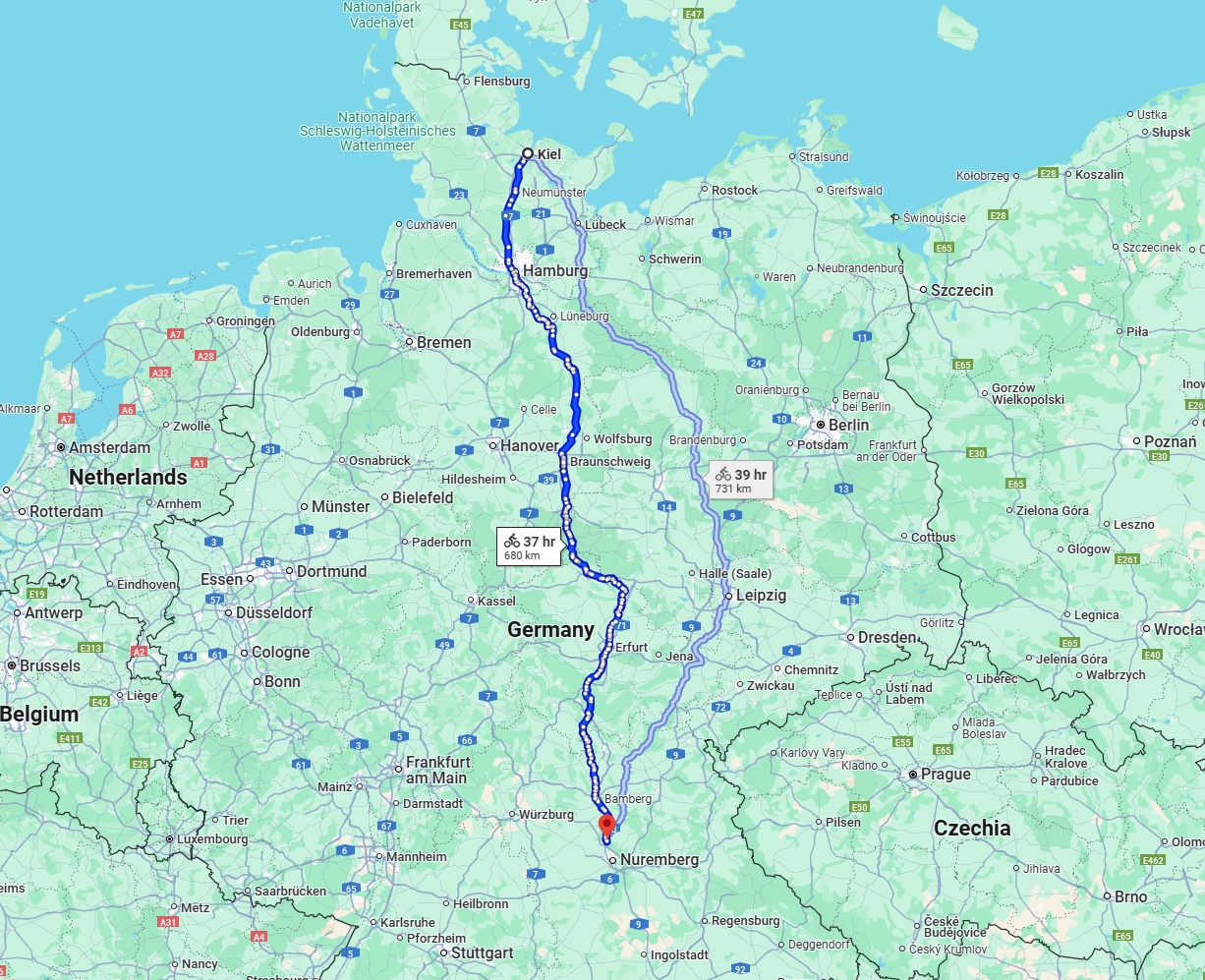 Anreise von Kiel Zu Erlangen Über 
