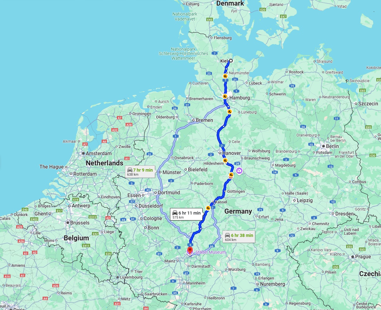 Anreise von Kiel Zu Frankfurt am Main Über via A7