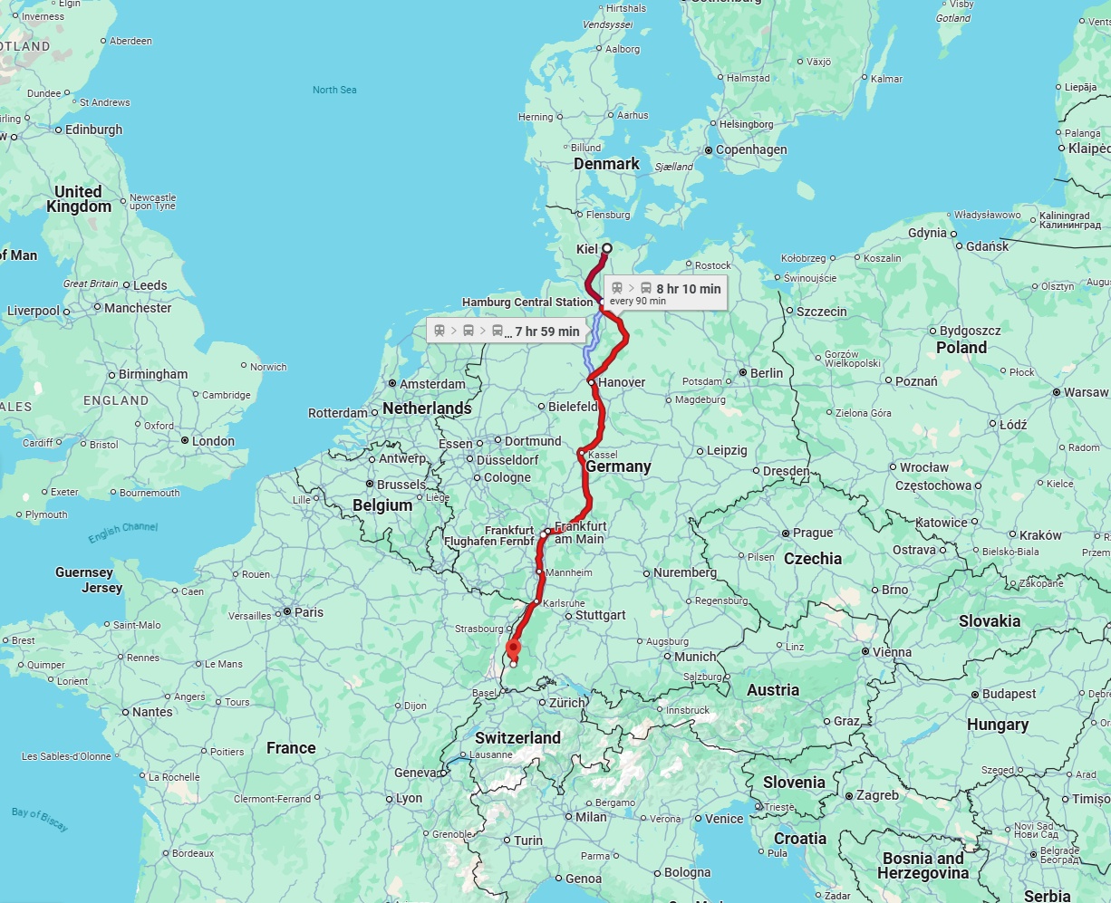 Anreise von Kiel Zu Freiburg im Breisgau Über 