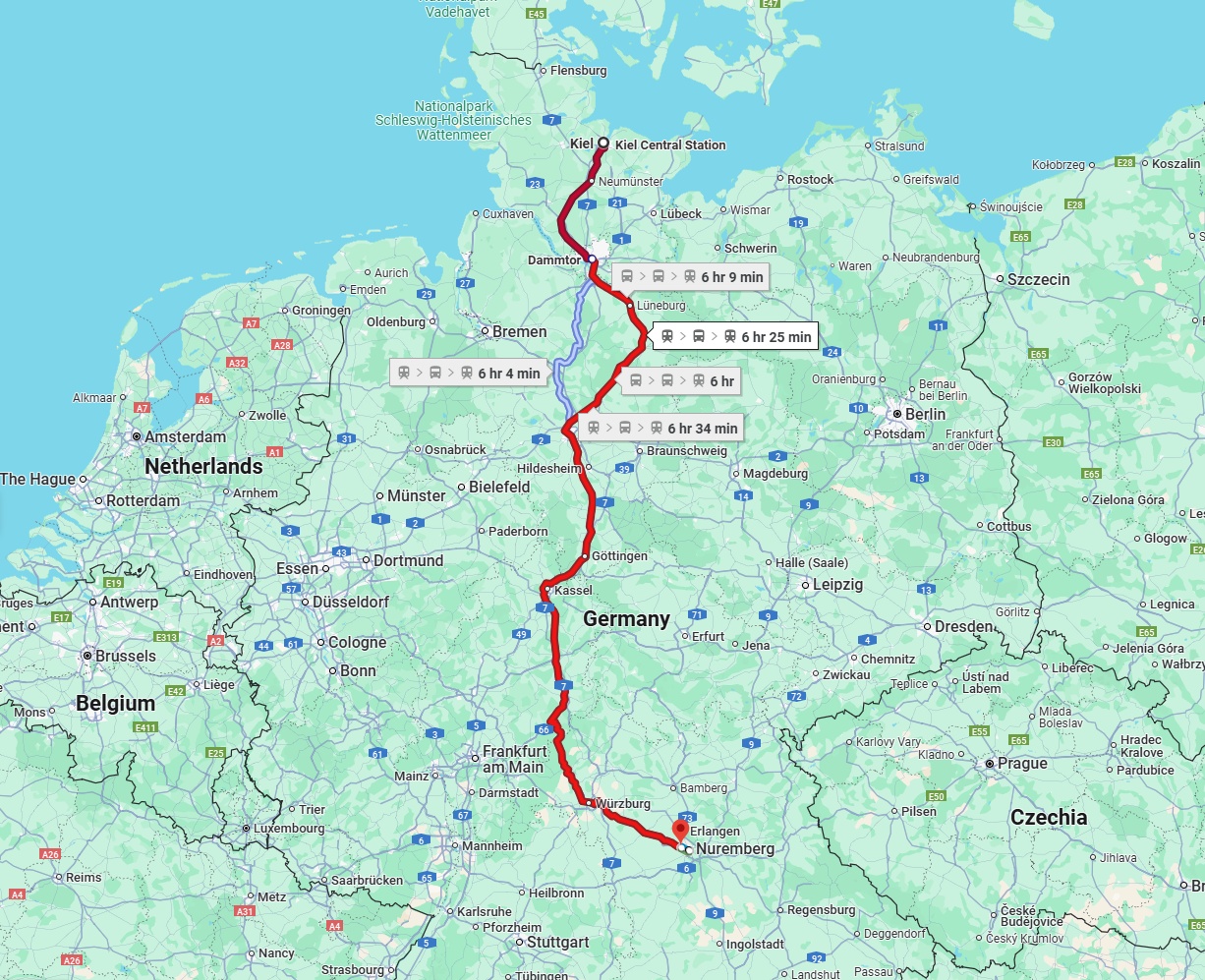 Anreise von Kiel Zu Fürth Über 