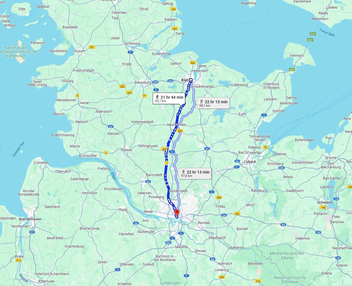 Anreise von Kiel Zu Hamburg Über 