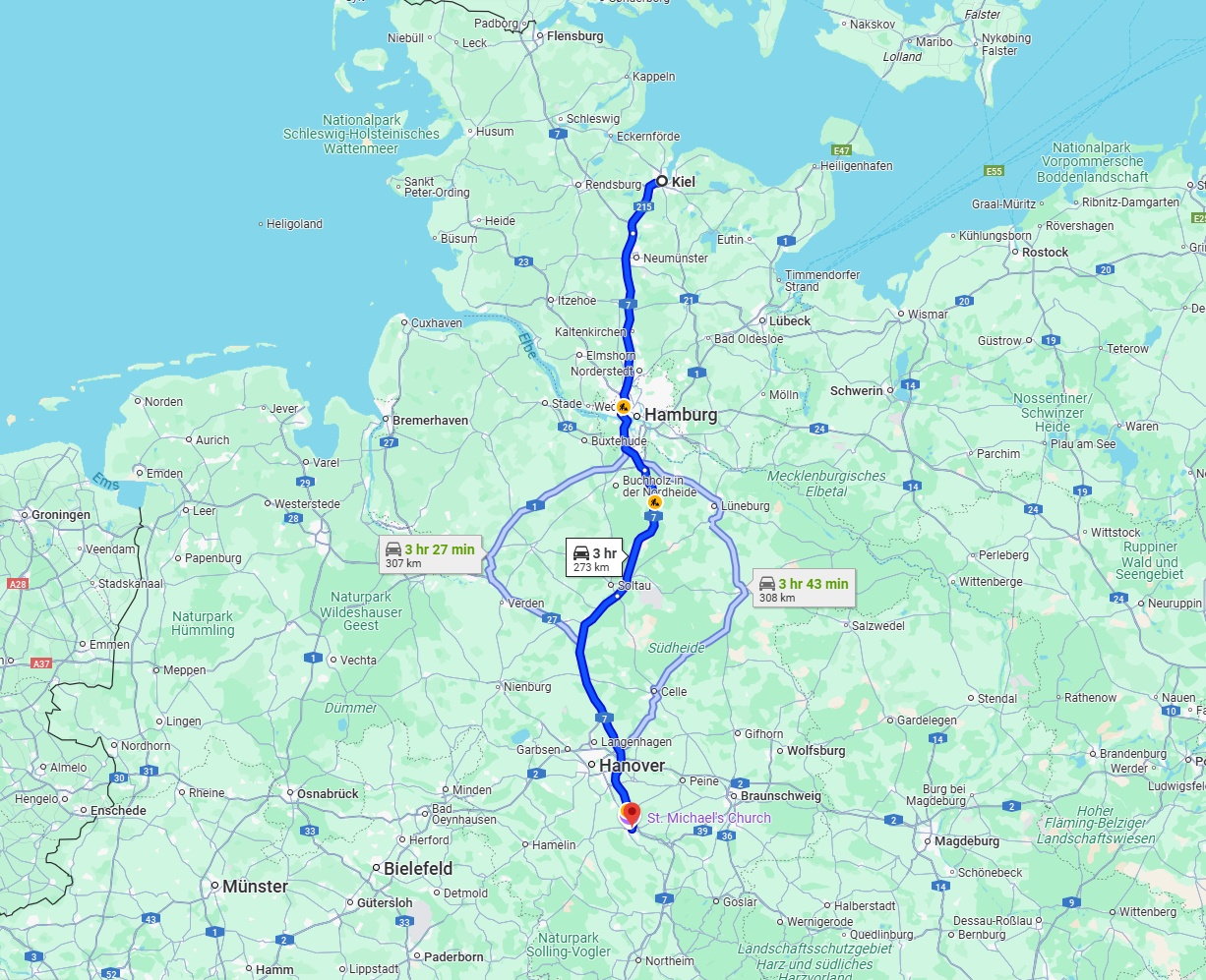 Anreise von Kiel Zu Hildesheim Über via A7