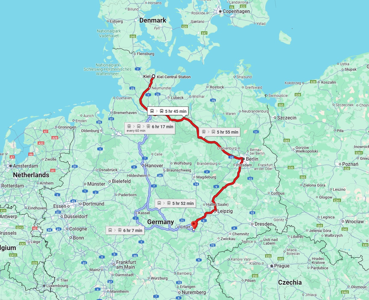 Anreise von Kiel Zu Jena Über 