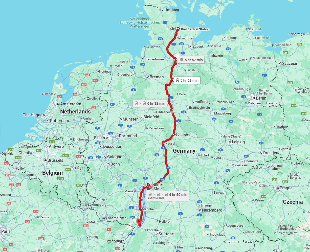 Anreise von Kiel Zu Karlsruhe Über 