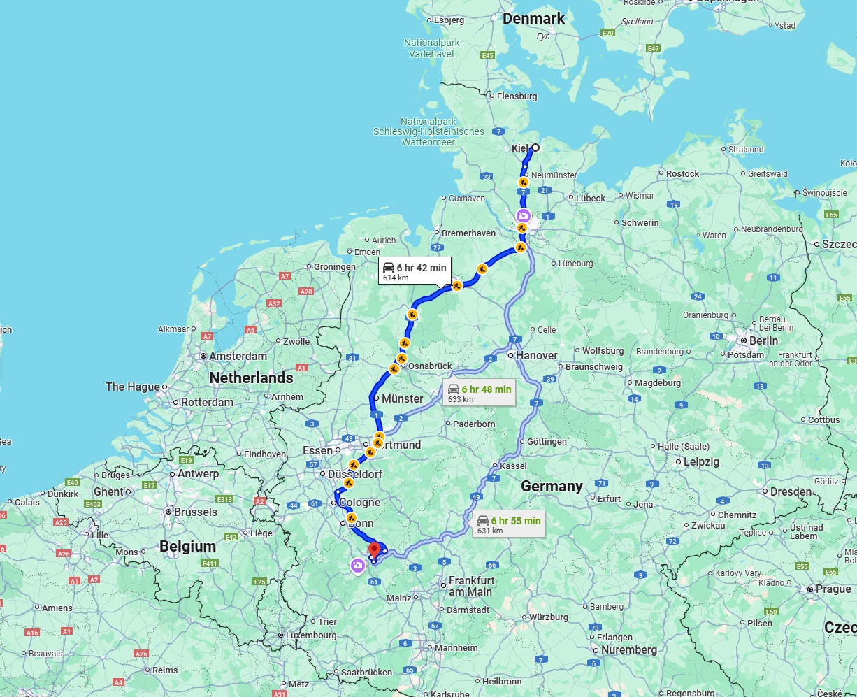 Anreise von Kiel Zu Koblenz Über via A1