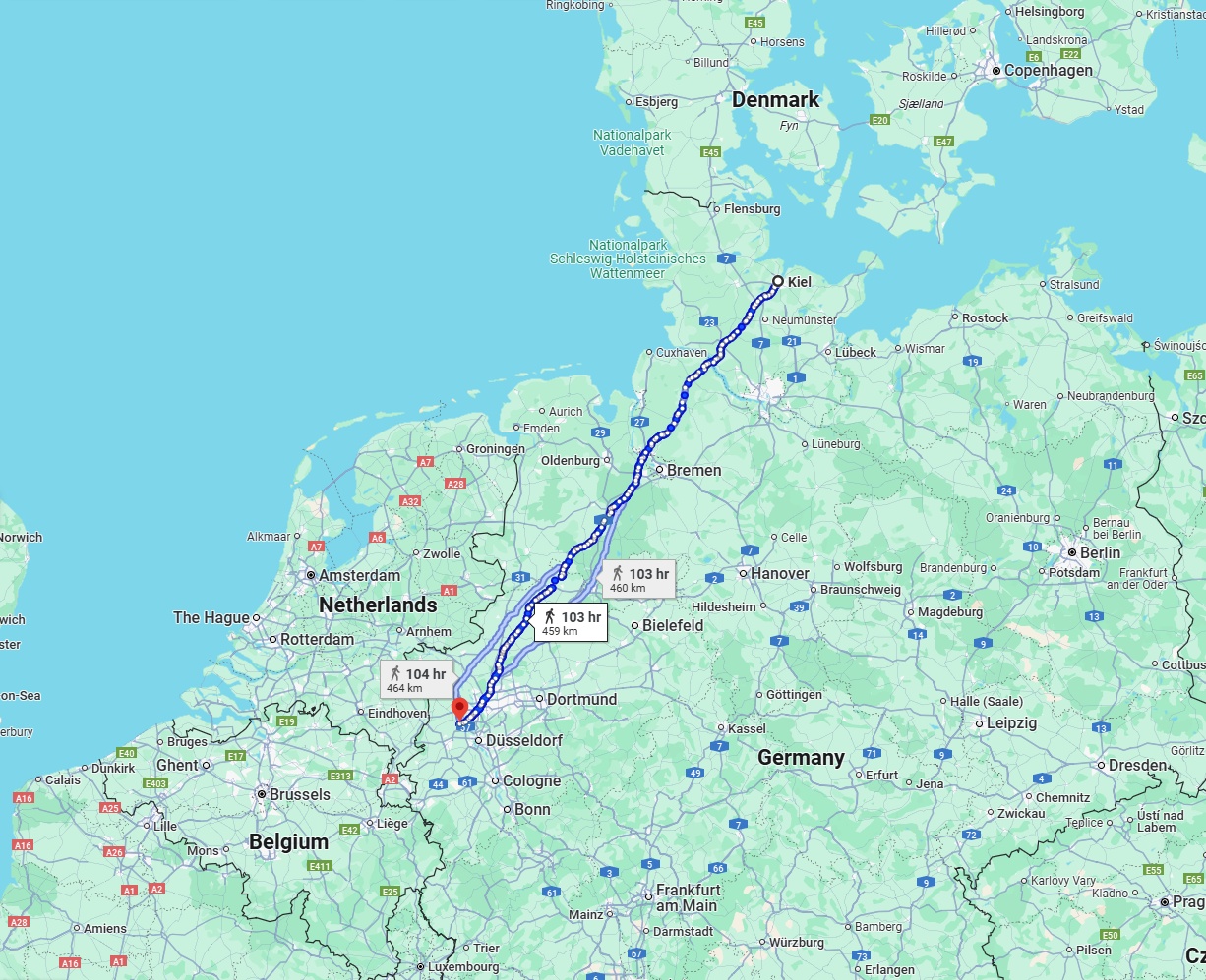 Anreise von Kiel Zu Krefeld Über 