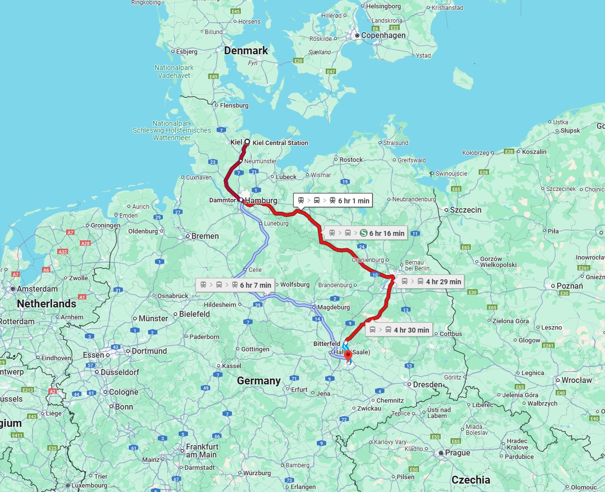 Anreise von Kiel Zu Leipzig Über 