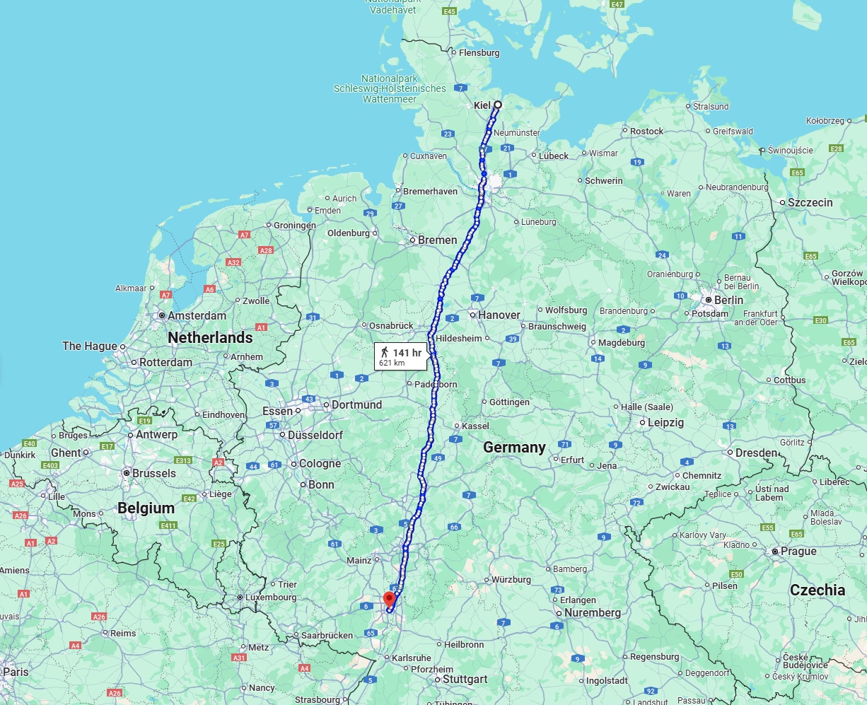 Anreise von Kiel Zu Ludwigshafen am Rhein Über 