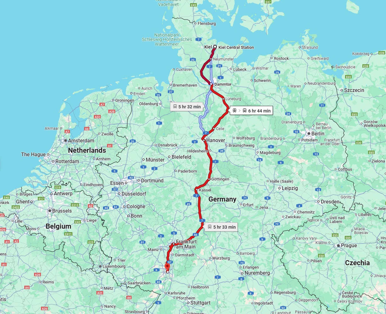 Anreise von Kiel Zu Mannheim Über 