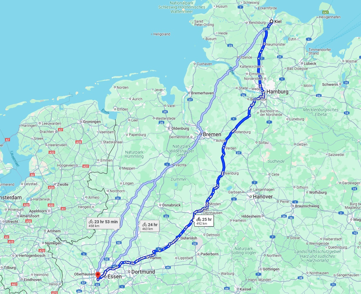 Anreise von Kiel Zu Mülheim an der Ruhr Über 