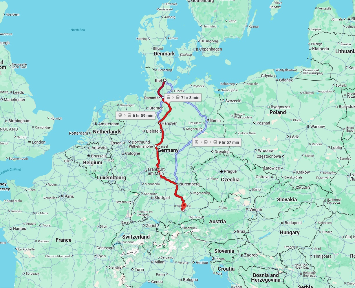 Anreise von Kiel Zu München Über 