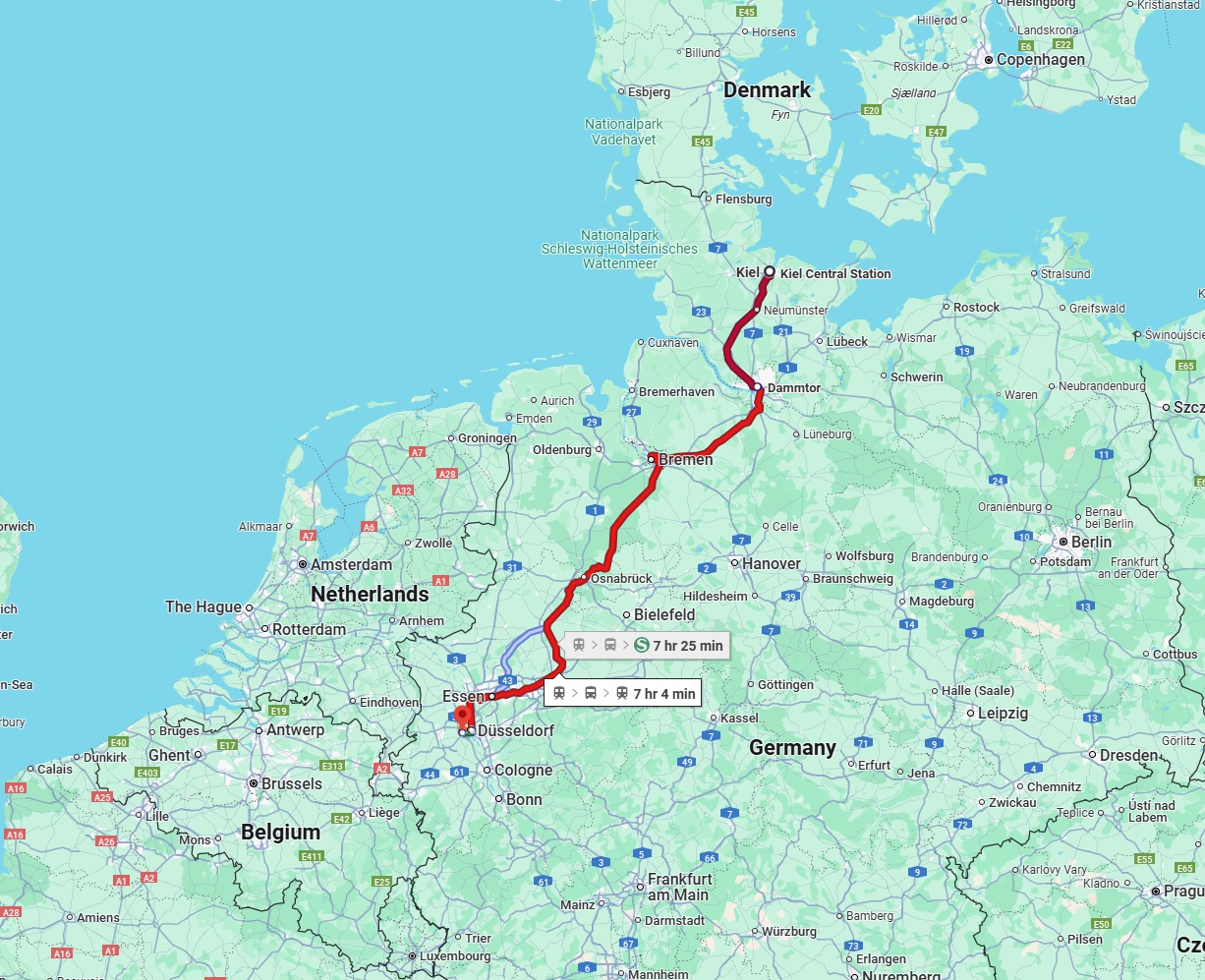Anreise von Kiel Zu Neuss Über 