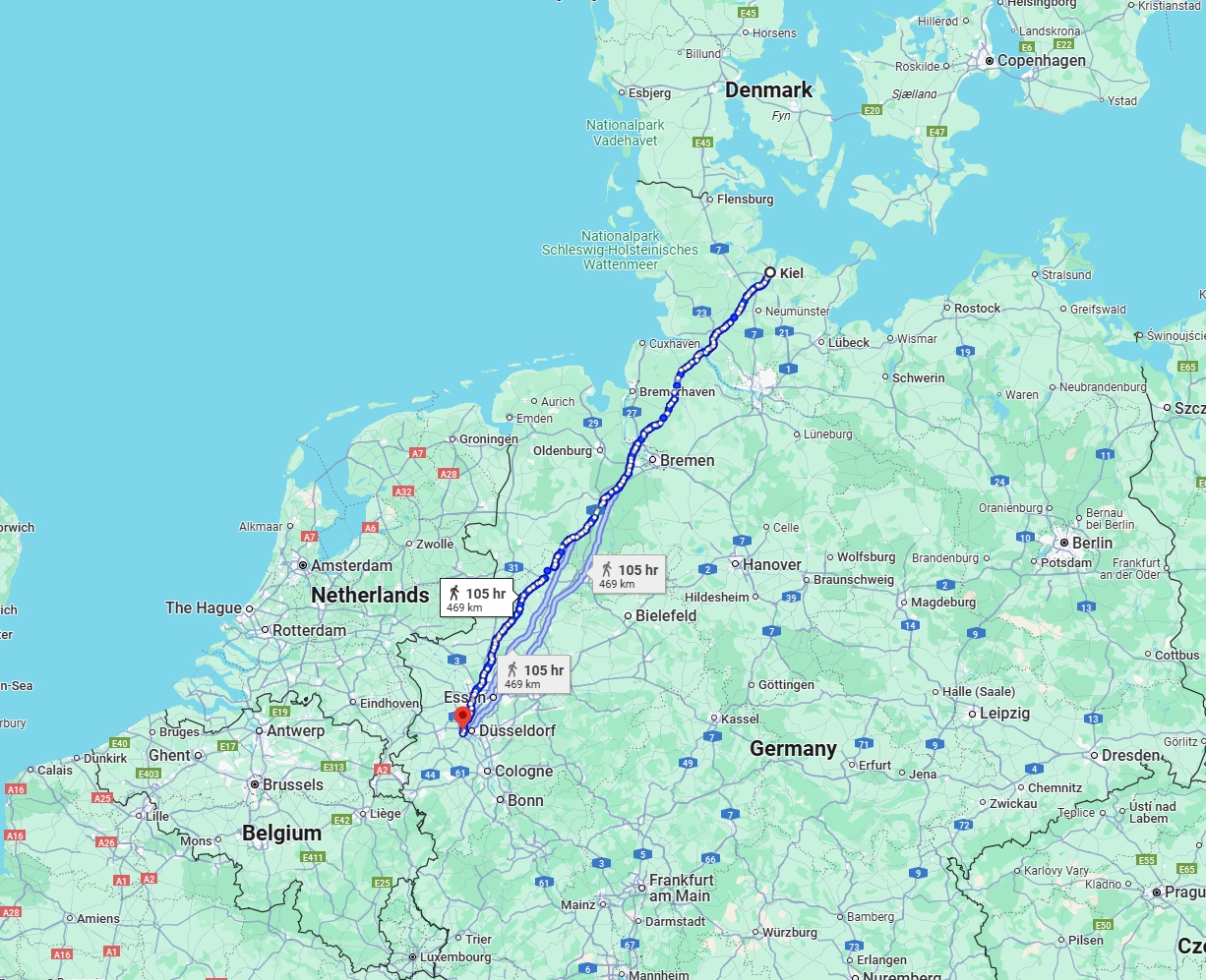 Anreise von Kiel Zu Neuss Über 