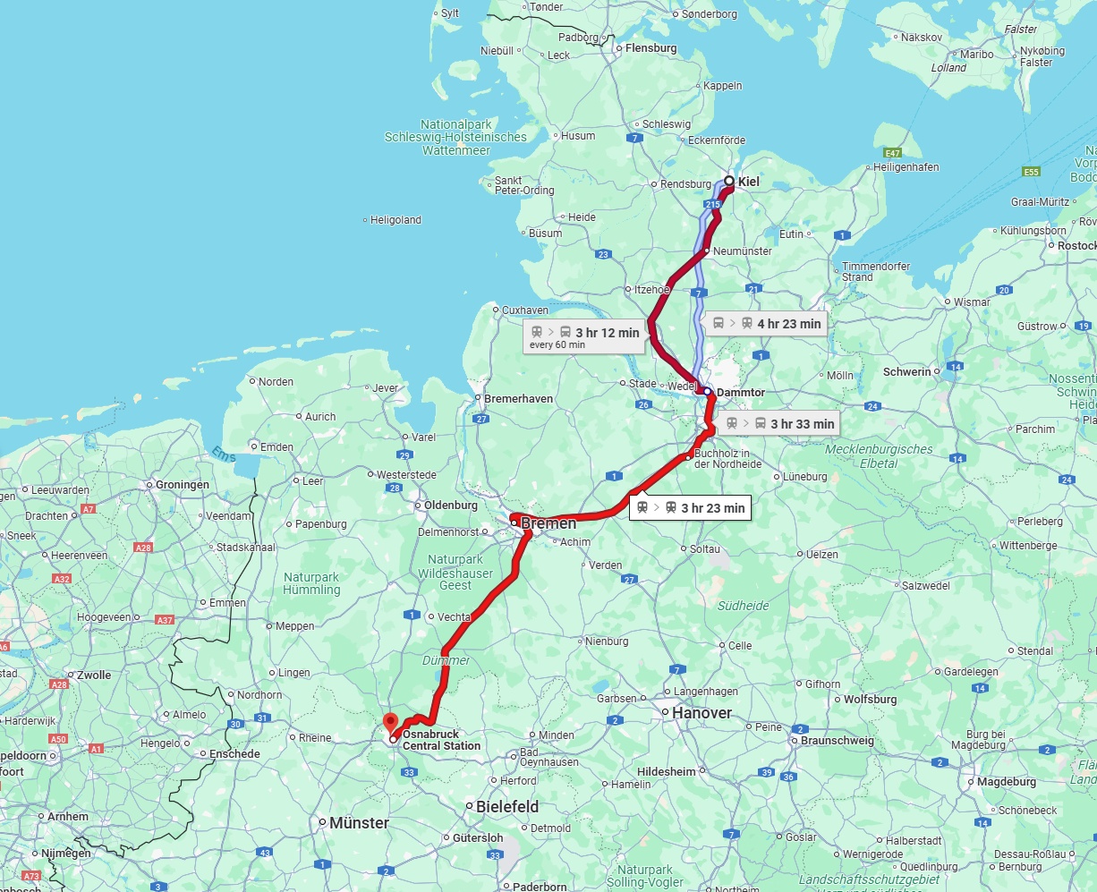 Anreise von Kiel Zu Osnabrück Über 