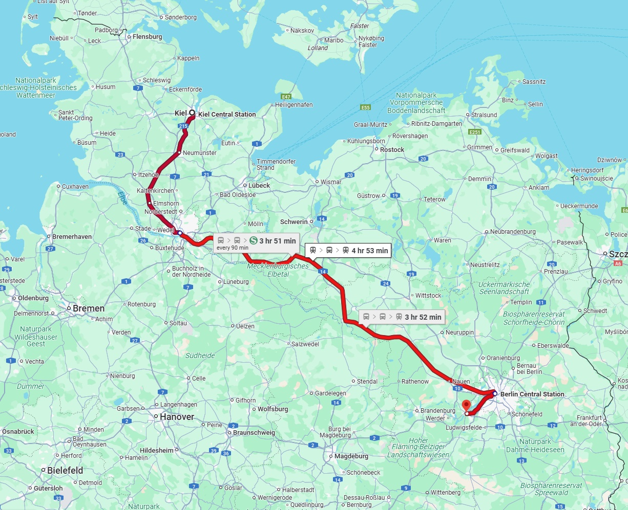 Anreise von Kiel Zu Potsdam Über 