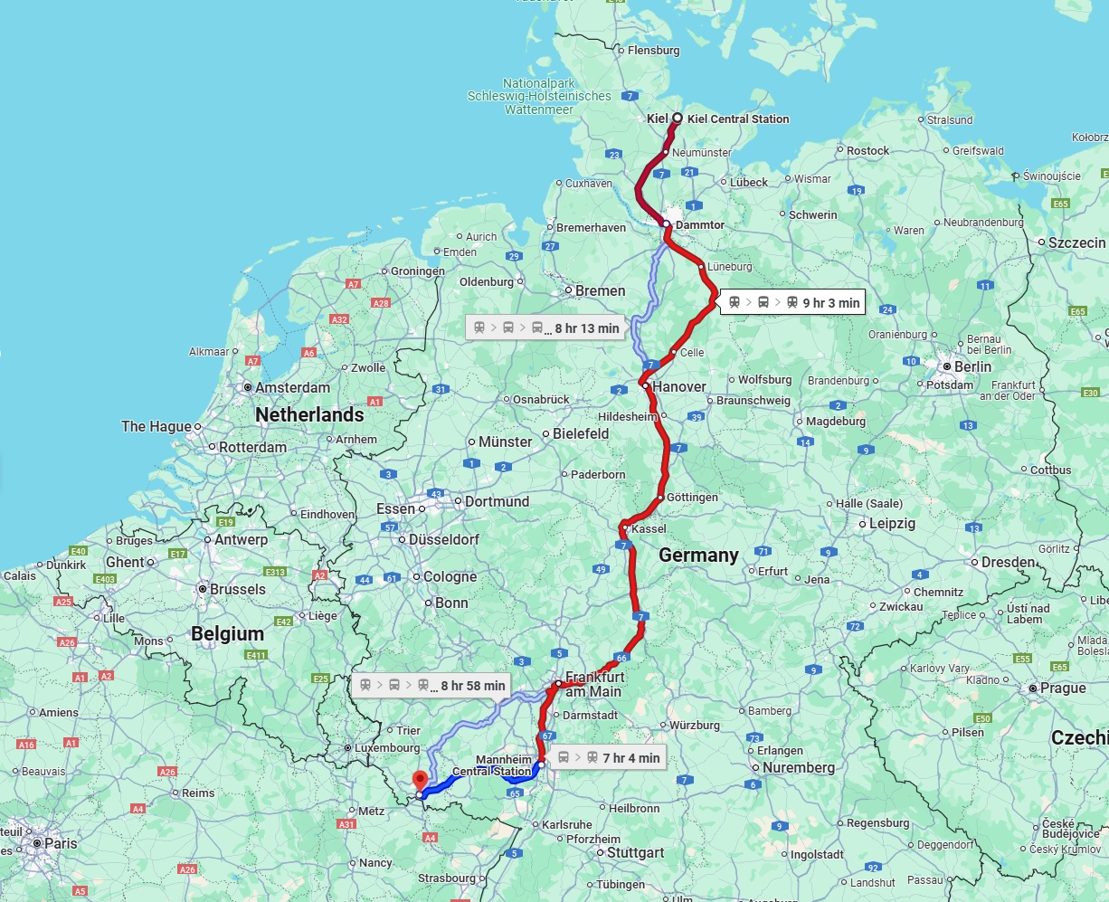 Anreise von Kiel Zu Saarbrücken Über 