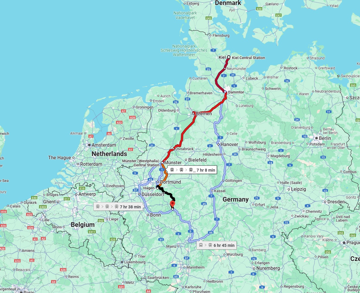 Anreise von Kiel Zu Siegen Über 