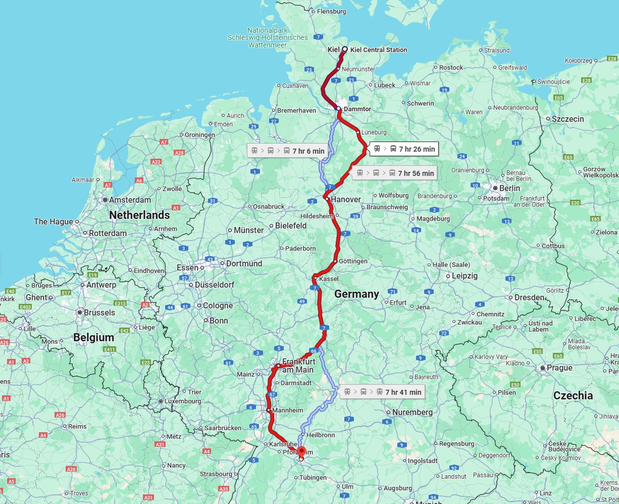 Anreise von Kiel Zu Stuttgart Über 