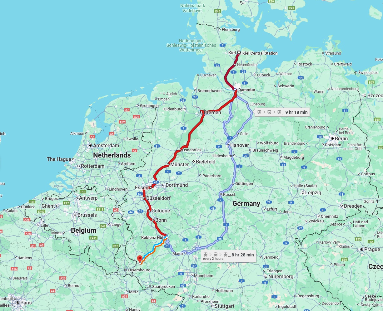Anreise von Kiel Zu Trier Über 