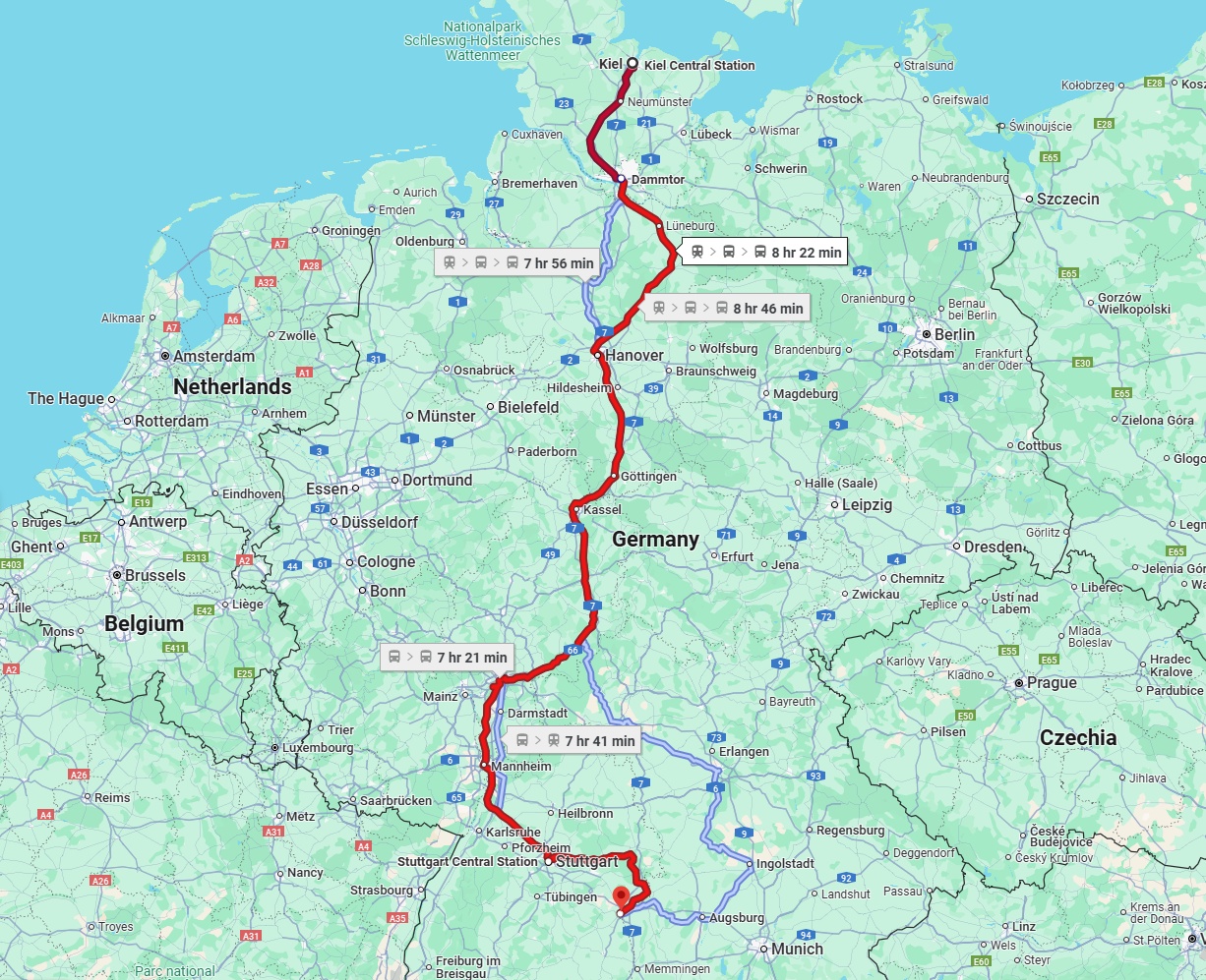 Anreise von Kiel Zu Ulm Über 