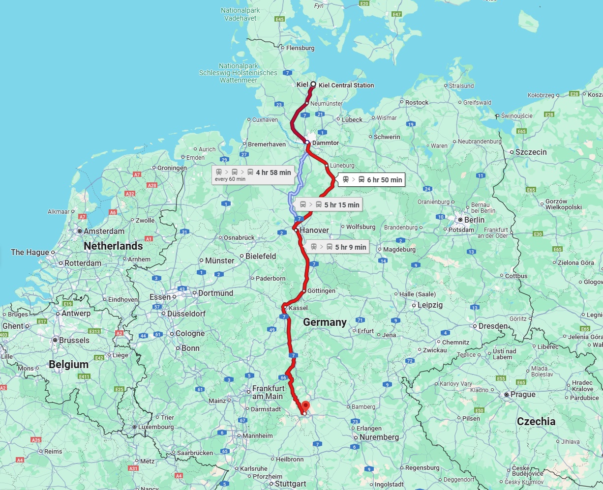 Anreise von Kiel Zu Würzburg Über 