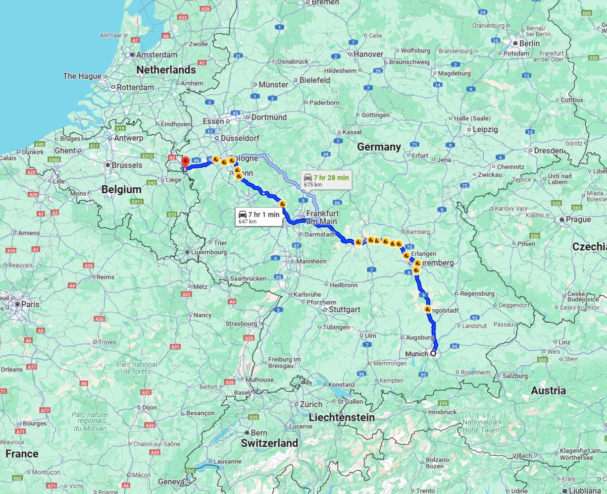 Anreise von München Zu Aachen Über via A3
