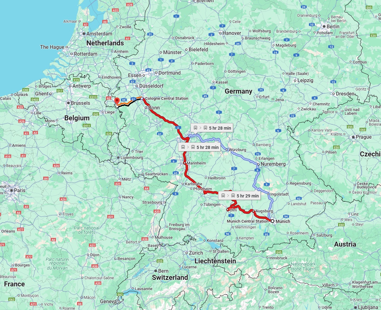 Anreise von München Zu Aachen Über 