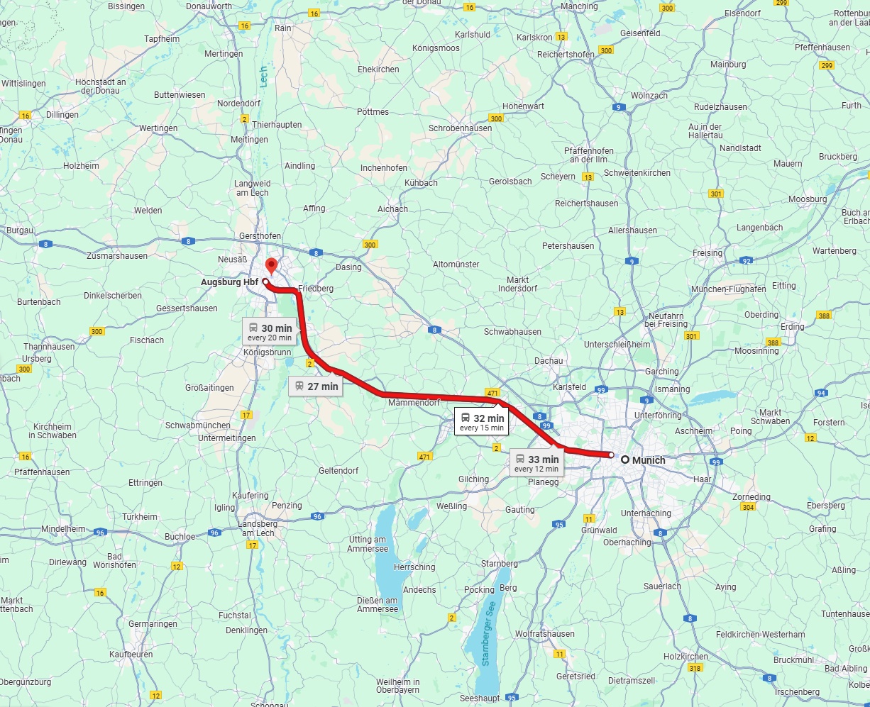Anreise von München Zu Augsburg Über 