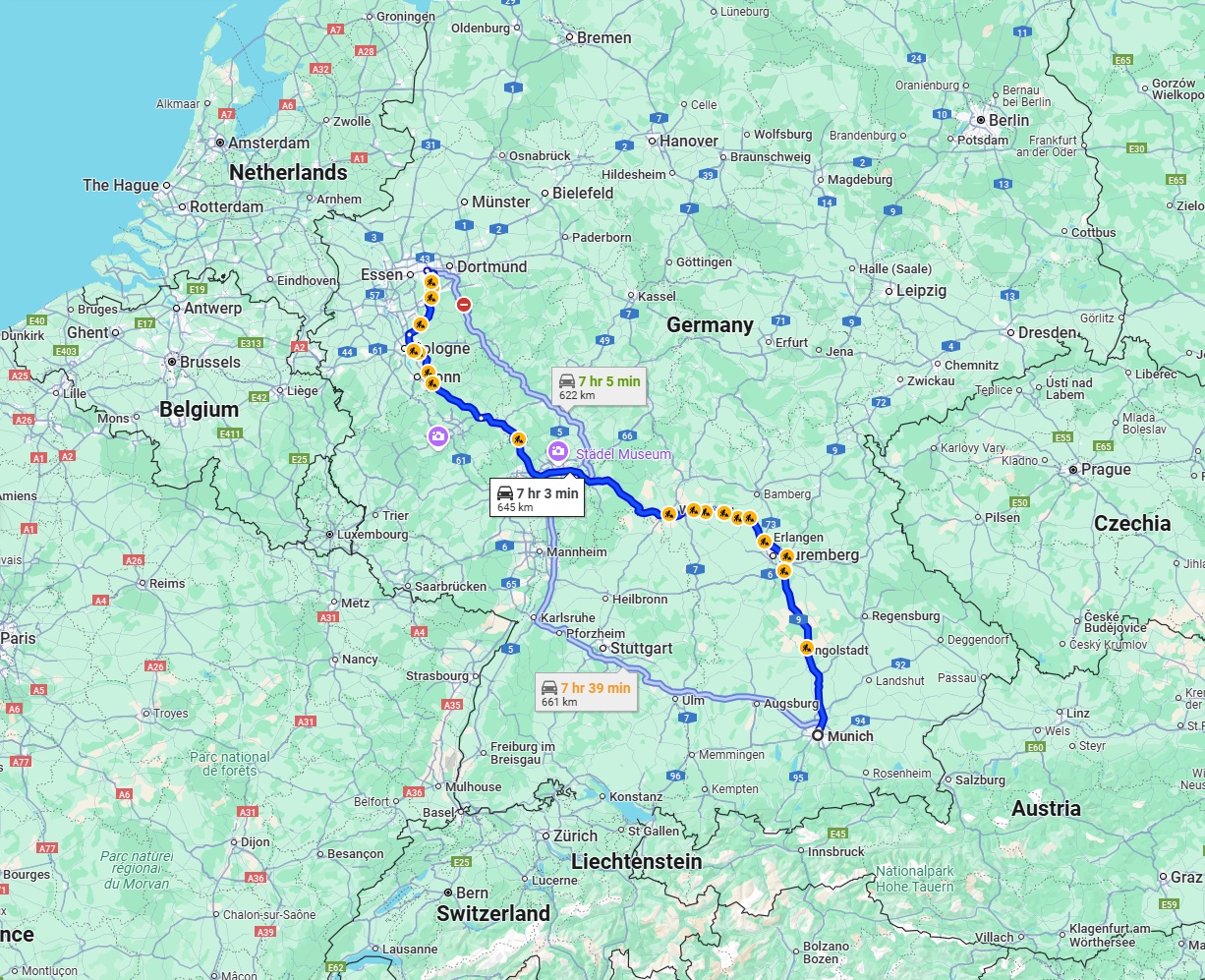 Anreise von München Zu Bochum Über via A3