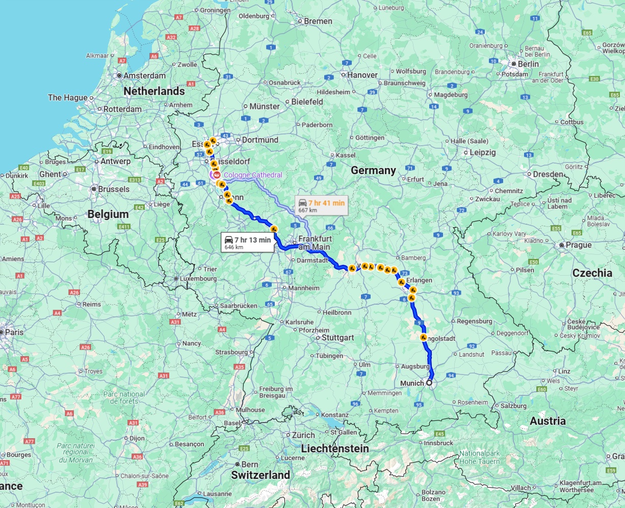 Anreise von München Zu Bottrop Über via A3