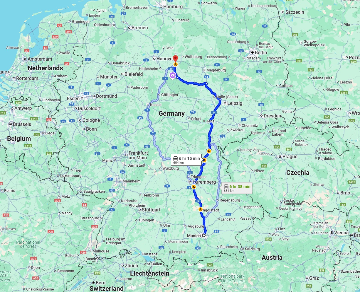 Anreise von München Zu Braunschweig Über via A9